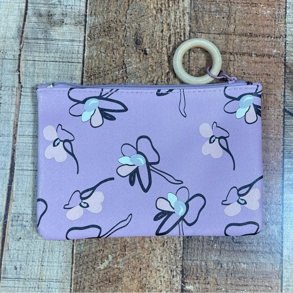 Ipsy Floral Check Makeup Cosmetic Bag Bundle Lilac Pastel Clueless Feminine